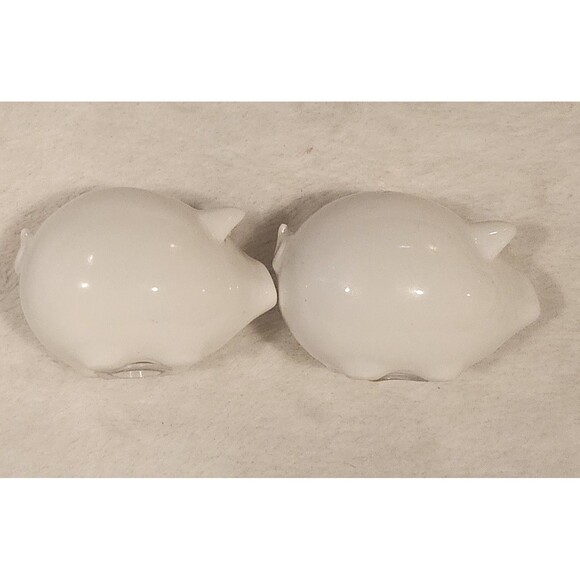 Ceramic Pig Salt & Pepper Shakers Small White With Gold Monogram - Picture 3 of 5